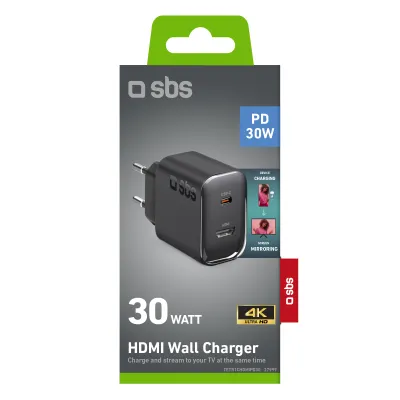 SBS - Cestovný adaptér USB-C ,PD 30 W, HDMI 4K, čierna