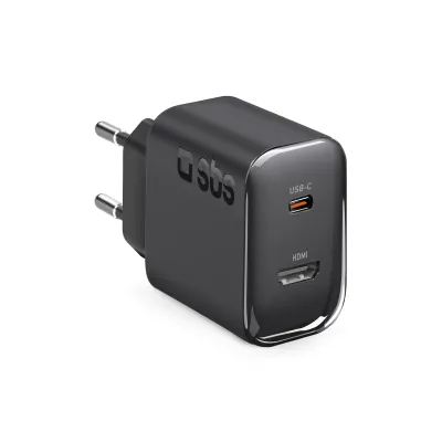 SBS - Cestovný adaptér HDMI/USB-C, PD, 65 W, čierna
