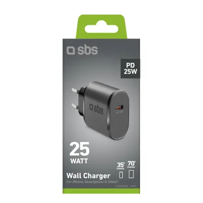 SBS - Cestovný adaptér USB-C, 25 W, PD, čierna