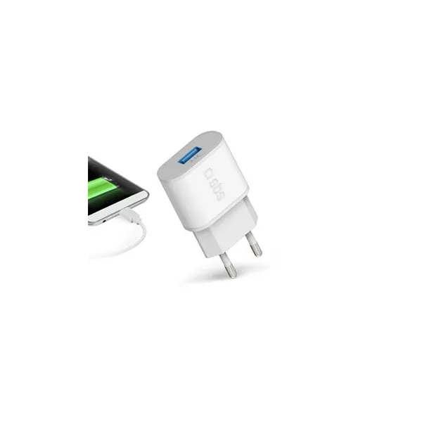SBS - Cestovný adaptér s rýchlym nabíjaním 1x USB-A, 10 W, 2,1 A, biela