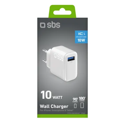 SBS - Cestovný adaptér s rýchlym nabíjaním 1x USB-A, 10 W, 2,1 A, biela