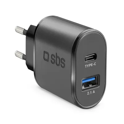 SBS - Cestovný adaptér USB-A/USB-C, 10 W, 2,1 A, čierna