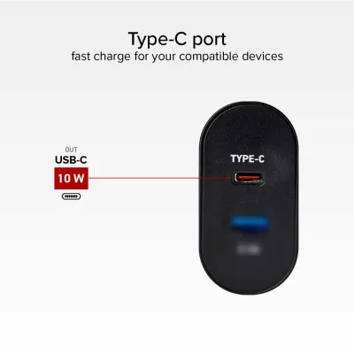 SBS - Cestovný adaptér USB-A/USB-C, 10 W, 2,1 A, čierna
