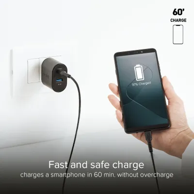 SBS - Cestovný adaptér USB-A/USB-C, 10 W, 2,1 A, čierna