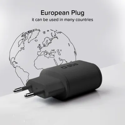 SBS - Cestovný adaptér USB-A/USB-C, 10 W, 2,1 A, čierna