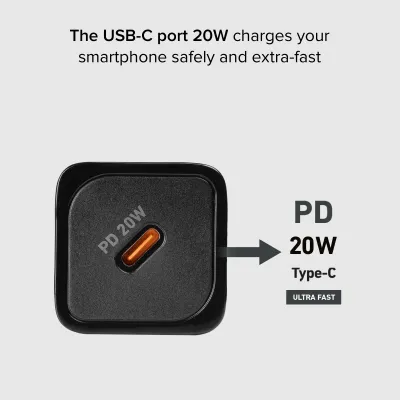 SBS - Cestovný adaptér NanoTube USB-C, GaN, 20 W, PD, čierna
