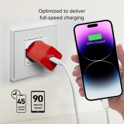 SBS - Cestovný adaptér NanoTube USB-C, GaN, 20 W, PD, červená