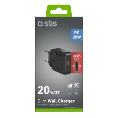 SBS - Cestovný adaptér Slim USB-C, PD, 20 W, čierna