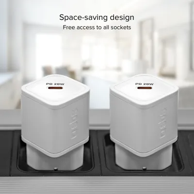 SBS - Cestovný adaptér NanoTube USB-C, GaN, 20 W, PD, biela