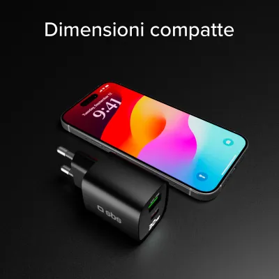 SBS - Cestovný adaptér LCD USB-C/USB-A, GaN, 30 W, PD, čierna