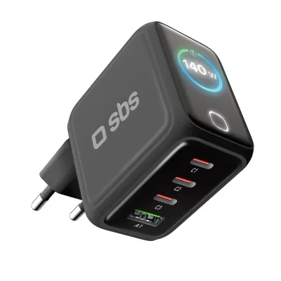 SBS - Cestovný adaptér Smart GaN 3x USB-C/USB-A, PD, 140 W, čierna