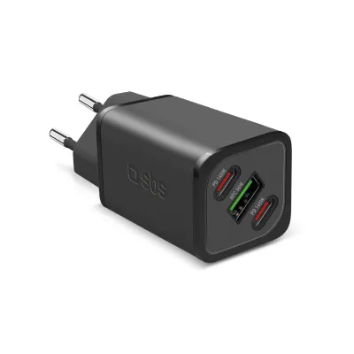 SBS - Cestovný adaptér NanoTube 2x USB-C/USB-A, GaN, 140 W, PD, čierna