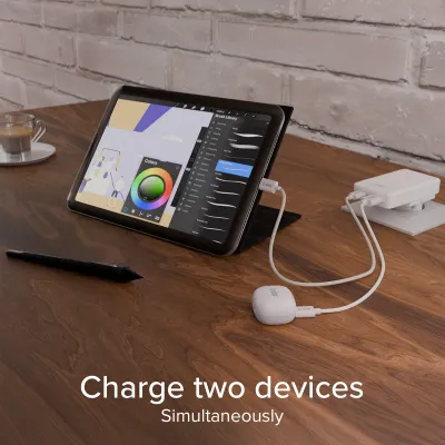 SBS - Sieťový adaptér Flexi, USB-A/USB-C, GaN, PD, 65 W, biela