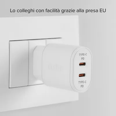 SBS - Cestovný adaptér 2x USB-C Power Delivery, 20 W, biela