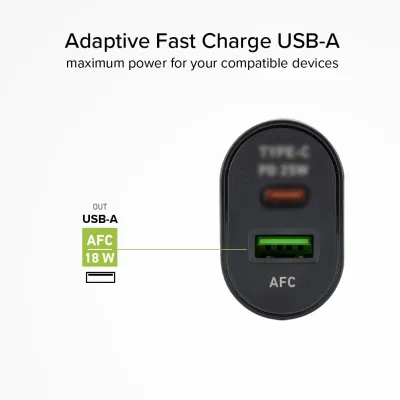 SBS - Cestovný adaptér USB-A AFC/USB-C, PD 25W, čierna