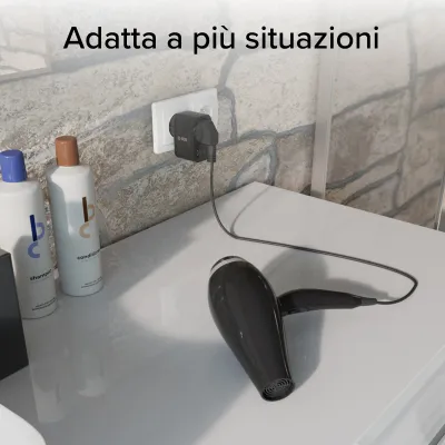 SBS - Viacportový cestovný adaptér 2x USB-C/USB-A/Schuko, PD 30 W, čierna