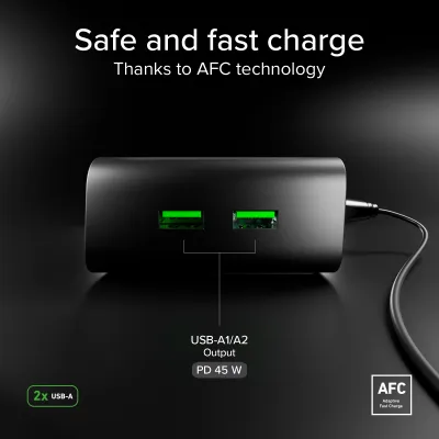 SBS - Nabíjacia stanica 3 xUSB-C, 2 xUSB-A, GaN, 100 W, čierna