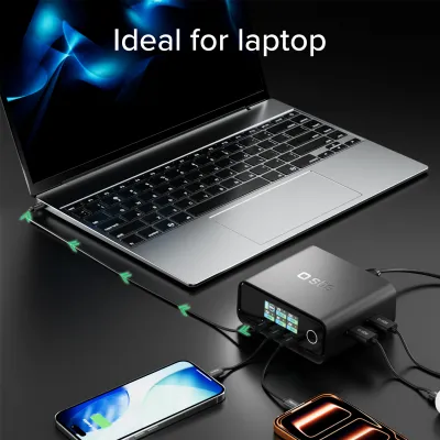 SBS - Nabíjacia stanica 3 xUSB-C, 2 xUSB-A, GaN, 100 W, čierna
