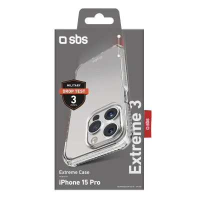 SBS - Puzdro Extreme X3 pre iPhone 15 Pro, transparentná