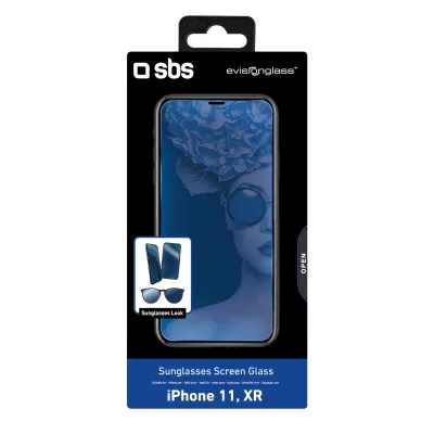 SBS - Tvrdené sklo Sunglasses pre iPhone 11/XR, modrá