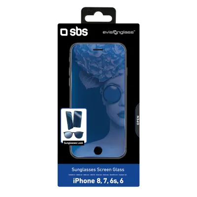 SBS - Tvrdené sklo Sunglasses pre iPhone SE 2020/8/7/6s/6, modrá