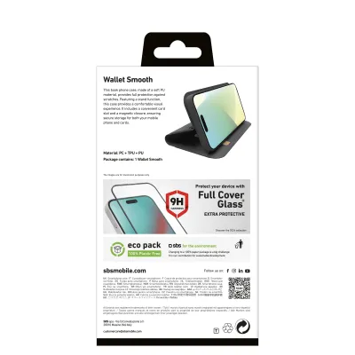 SBS - Puzdro Book Wallet Smooth pre iPhone 16, čierna