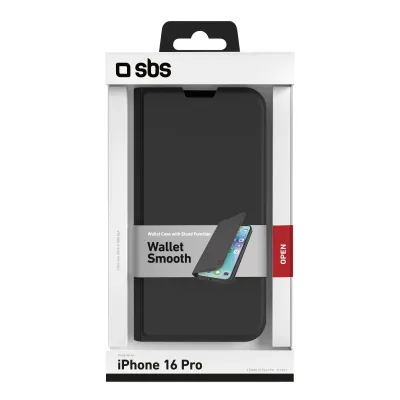 SBS - Puzdro Book Wallet Smooth pre iPhone 16 Pro, čierna