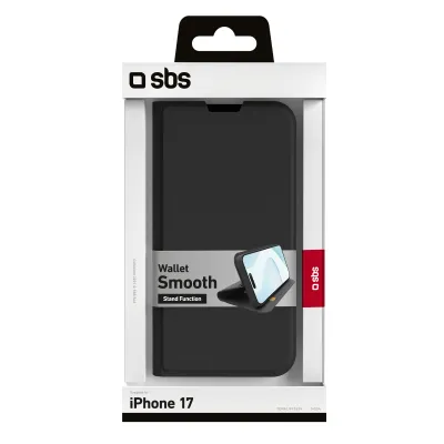 SBS - Puzdro Book Wallet Smooth pre iPhone 17, čierna
