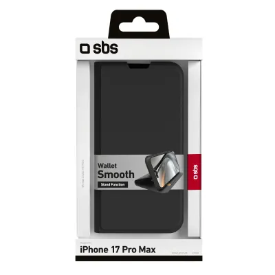 SBS - Puzdro Book Wallet Smooth pre iPhone 17 Pro Max, čierna