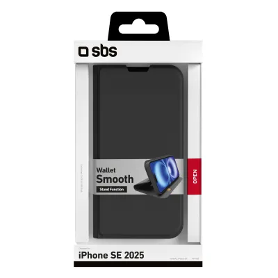 SBS - Puzdro Book Wallet Smooth pre iPhone 17e/16e, čierna