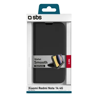 SBS - Puzdro Book Wallet Smooth pre Xiaomi Redmi Note 14 4G (164.84mm), čierna