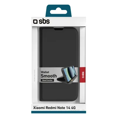 SBS - Puzdro Book Wallet Smooth pre Xiaomi Redmi Note 14 4G, čierna
