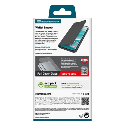 SBS - Puzdro Book Wallet Smooth pre Xiaomi Redmi Note 14 Pro+ 5G, čierna