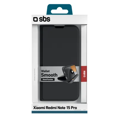 SBS - Puzdro Book Wallet Smooth pre Xiaomi Redmi Note 15 Pro, čierna