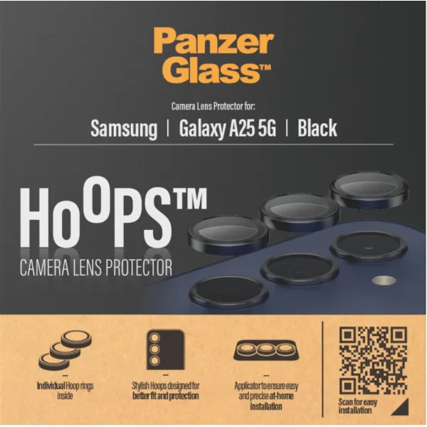 PanzerGlass - Ochranný kryt objektívu Hoops pre Samsung Galaxy A25 5G, čierna