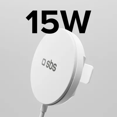 SBS - Bezdrôtová magnetická nabíjačka so stojanom Qi2, 15 W, biela
