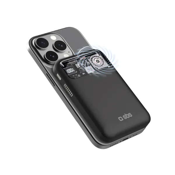 SBS - PowerBank 10000 mAh 15 W, Frezee Mag, s chladiacim ventilátorom, čierna