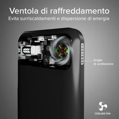 SBS - PowerBank 10000 mAh 15 W, Frezee Mag, s chladiacim ventilátorom, čierna