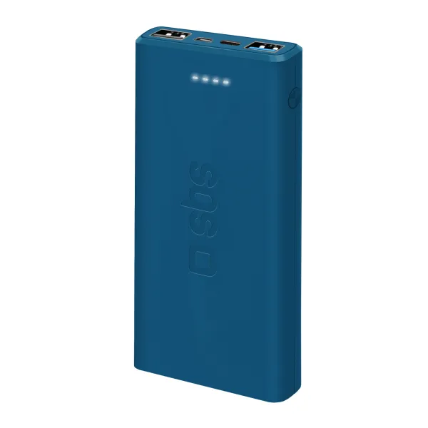 SBS - PowerBank 10000 mAh 10 W, Intelligent Charge, USB-C/2x USB-A, tyrkysová