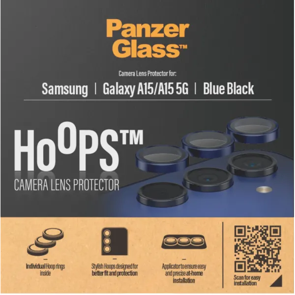PanzerGlass - Ochranný kryt objektívu Hoops pre Samsung Galaxy A15/A15 5G, modrá/čierna
