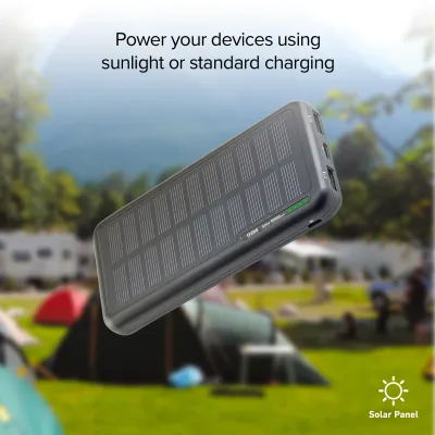 SBS - PowerBank 10000 mAh 10 W, Intelligent Charge, Solar, USB-C/2x USB-A, čierna