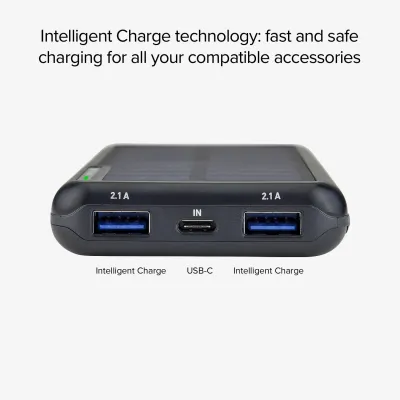 SBS - PowerBank 10000 mAh 10 W, Intelligent Charge, Solar, USB-C/2x USB-A, čierna