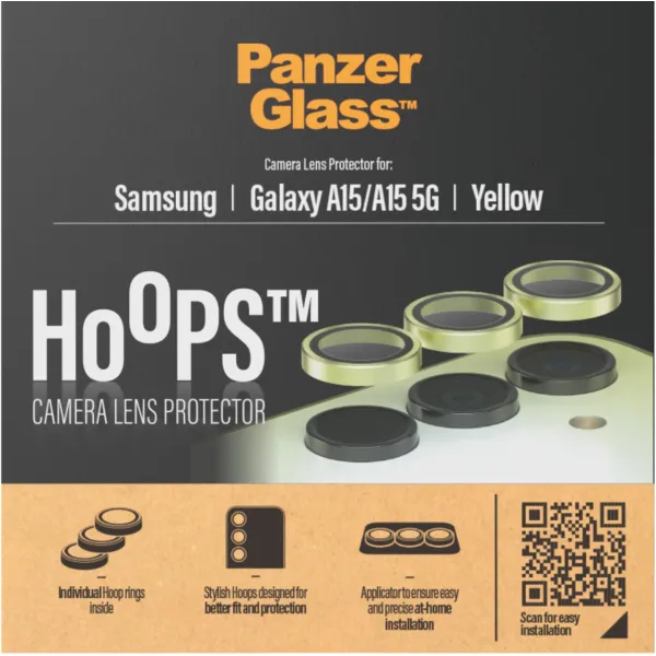 PanzerGlass - Ochranný kryt objektívu Hoops pre Samsung Galaxy A15/A15 5G, žltá