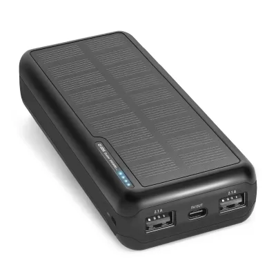 SBS - PowerBank 20000 mAh 10 W, Intelligent Charge, Solar, USB-C/2x USB-A, čierna