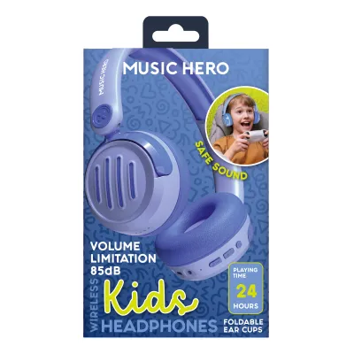 Music Hero - Bezdrôtové slúchadlá pre deti Kids, modrá