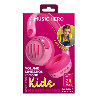 Music Hero - Bezdrôtové slúchadlá pre deti Kids, ružová