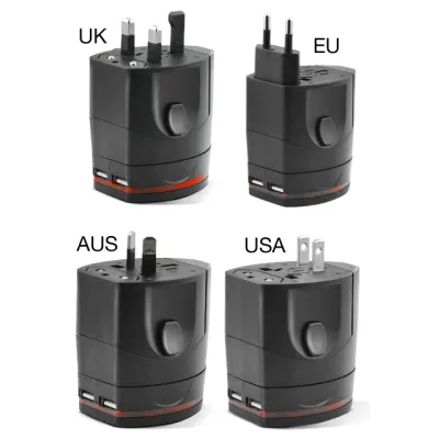 Fonex - Unizverzálny cestovný adaptér pre EU/USA/AUS/UK, čierna