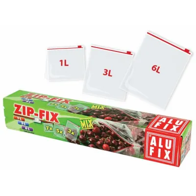 Alufix - Univerzálne vrecká ZIP-FIX so zipsovým uzáverom, 7 x 1l , 5 x 3l , 3 x 6l