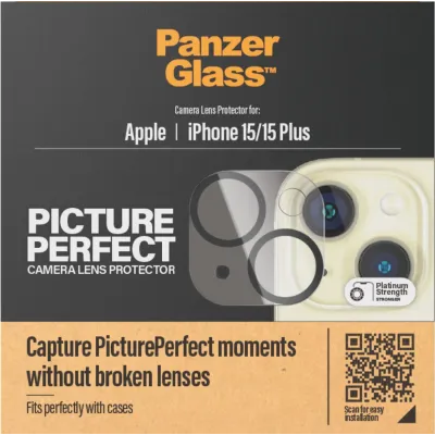 PanzerGlass - Ochranný kryt objektívu PicturePerfect pre iPhone 15/15 Plus, čierna