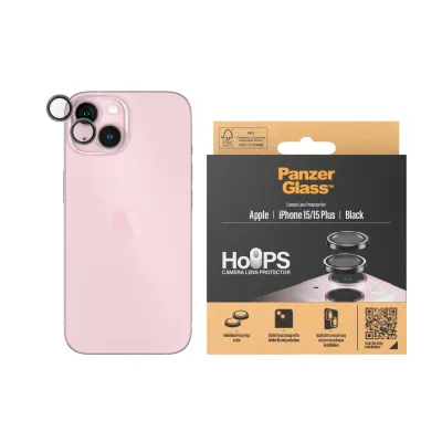 PanzerGlass - Ochranný kryt objektívu Hoops pre iPhone 15/15 Plus, čierna